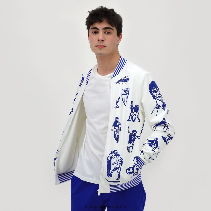 bărbați hanorac alb cu fermoar 4L4FJF472 Le Coq Sportif îmbrăcăminte