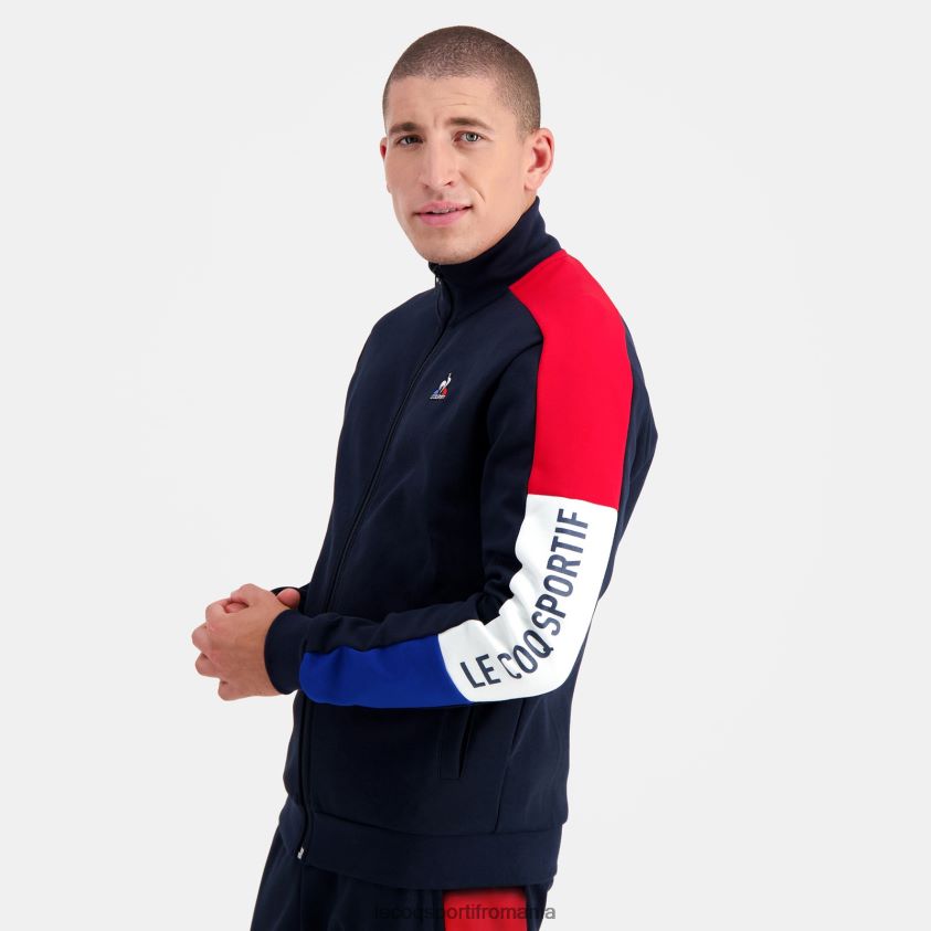 bărbați hanorac cu fermoar albastru 4L4FJF455 Le Coq Sportif îmbrăcăminte