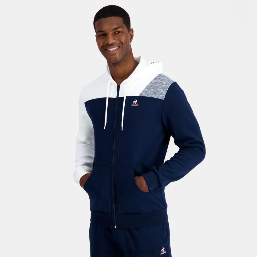 bărbați hanorac cu glugă și fermoar albastru 4L4FJF22 Le Coq Sportif îmbrăcăminte