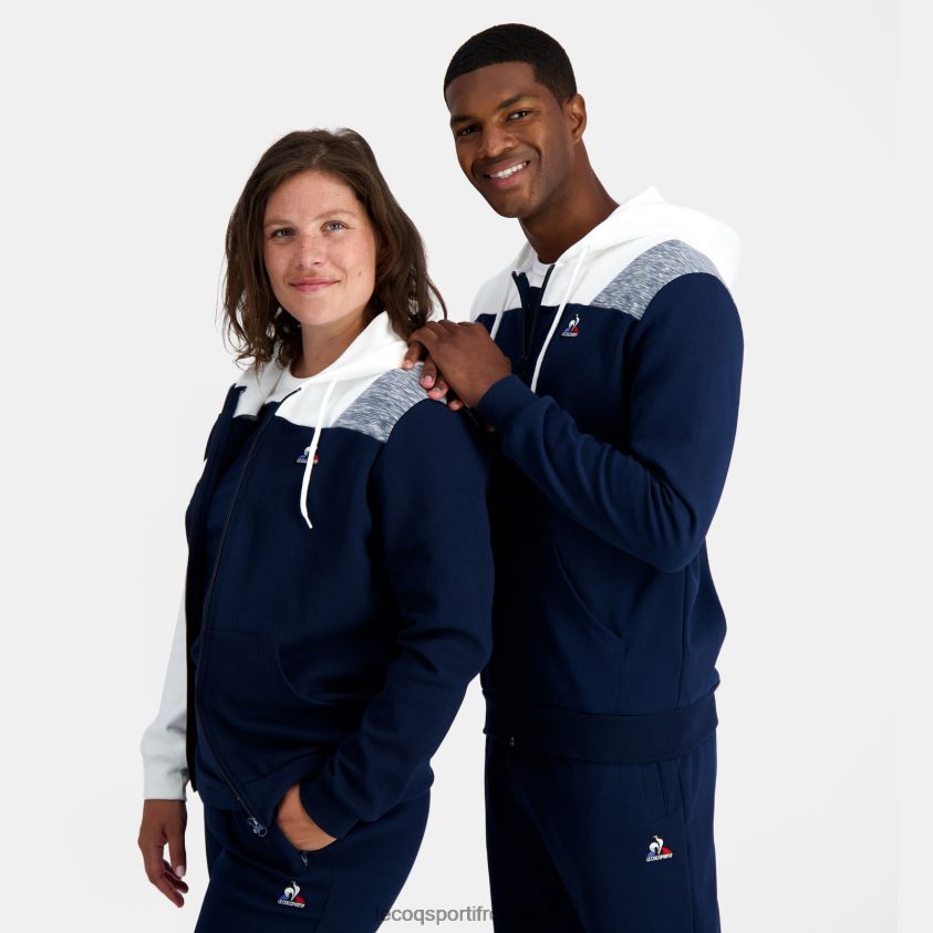 bărbați hanorac cu glugă și fermoar albastru 4L4FJF22 Le Coq Sportif îmbrăcăminte