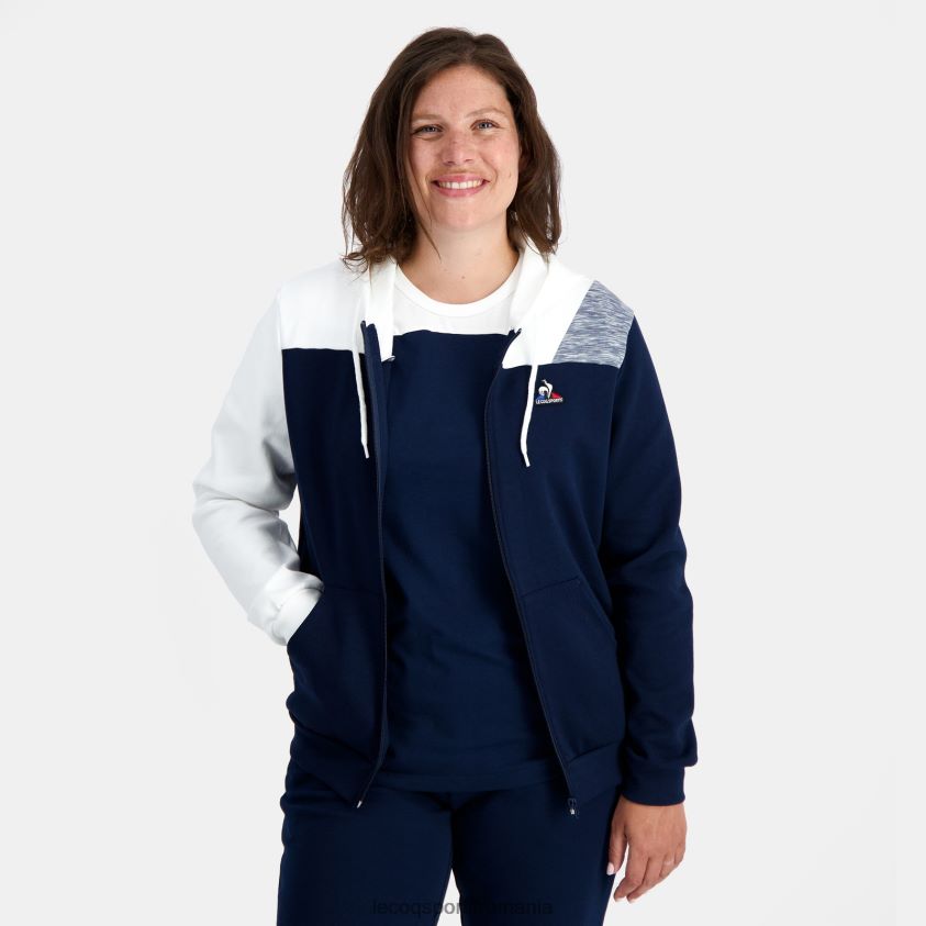 bărbați hanorac cu glugă și fermoar albastru 4L4FJF22 Le Coq Sportif îmbrăcăminte