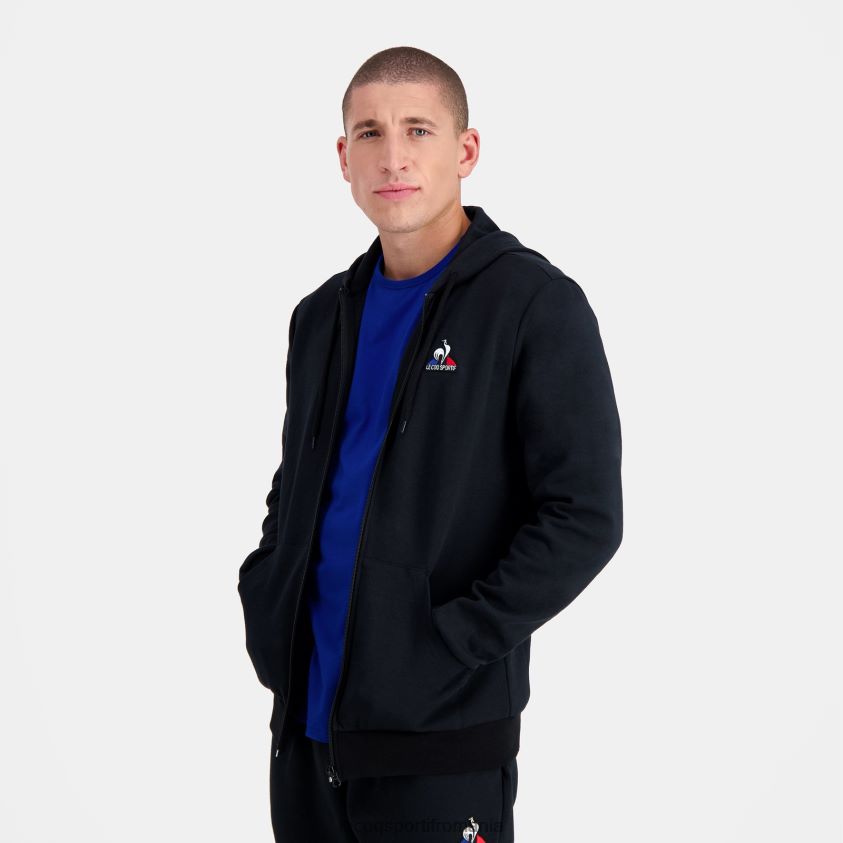 bărbați hanorac cu glugă și fermoar negru 4L4FJF56 Le Coq Sportif îmbrăcăminte