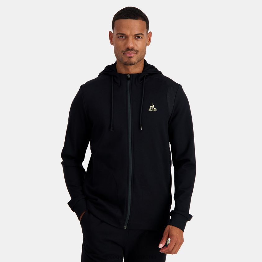 bărbați hanorac cu glugă și fermoar negru 4L4FJF70 Le Coq Sportif îmbrăcăminte