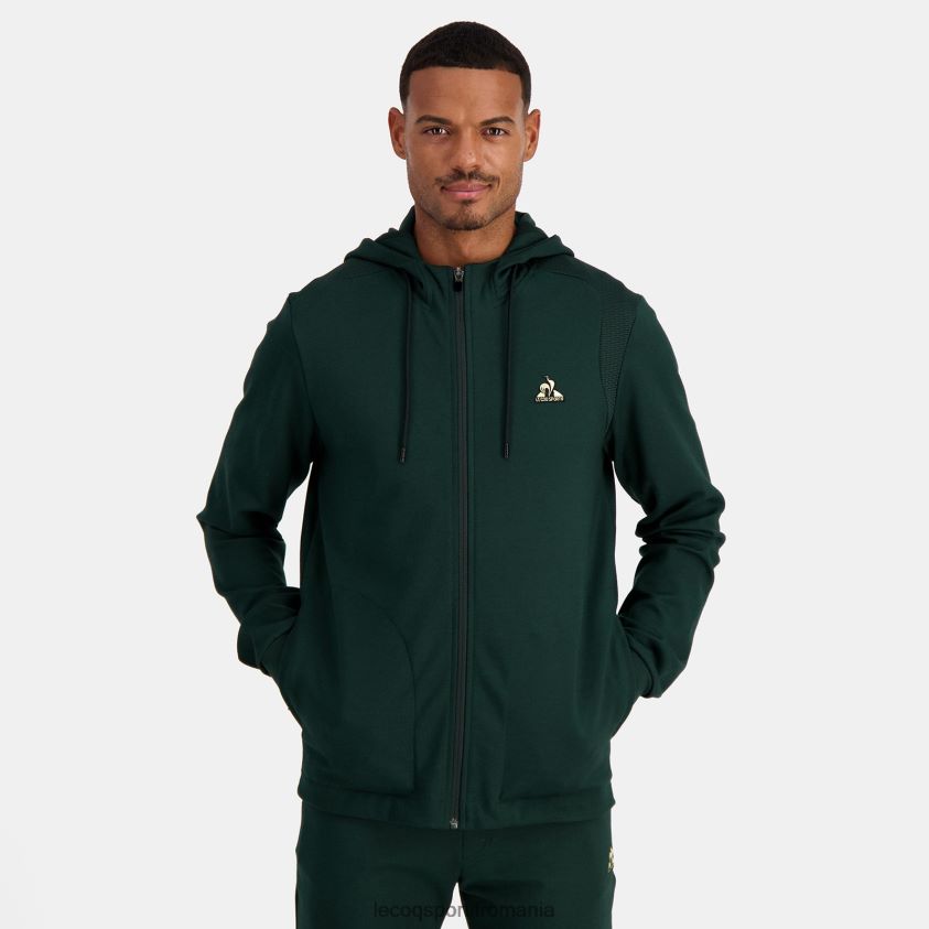 bărbați hanorac cu glugă și fermoar verde 4L4FJF462 Le Coq Sportif îmbrăcăminte