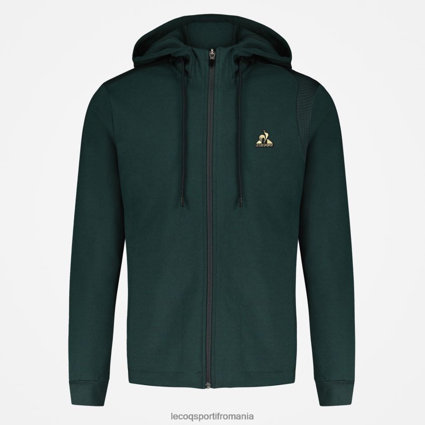 bărbați hanorac cu glugă și fermoar verde 4L4FJF462 Le Coq Sportif îmbrăcăminte