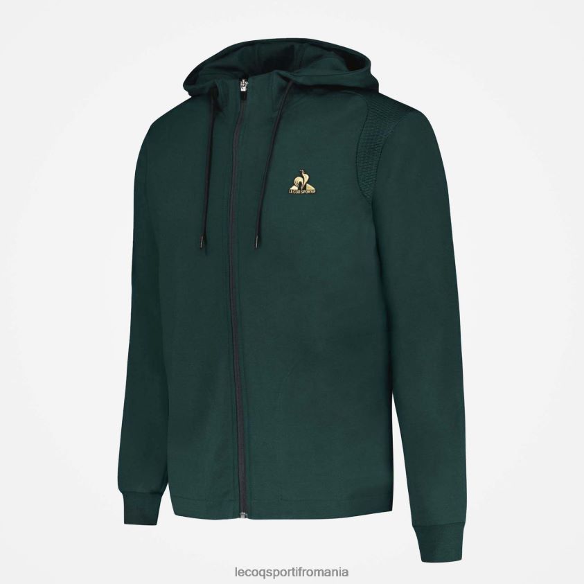 bărbați hanorac cu glugă și fermoar verde 4L4FJF462 Le Coq Sportif îmbrăcăminte