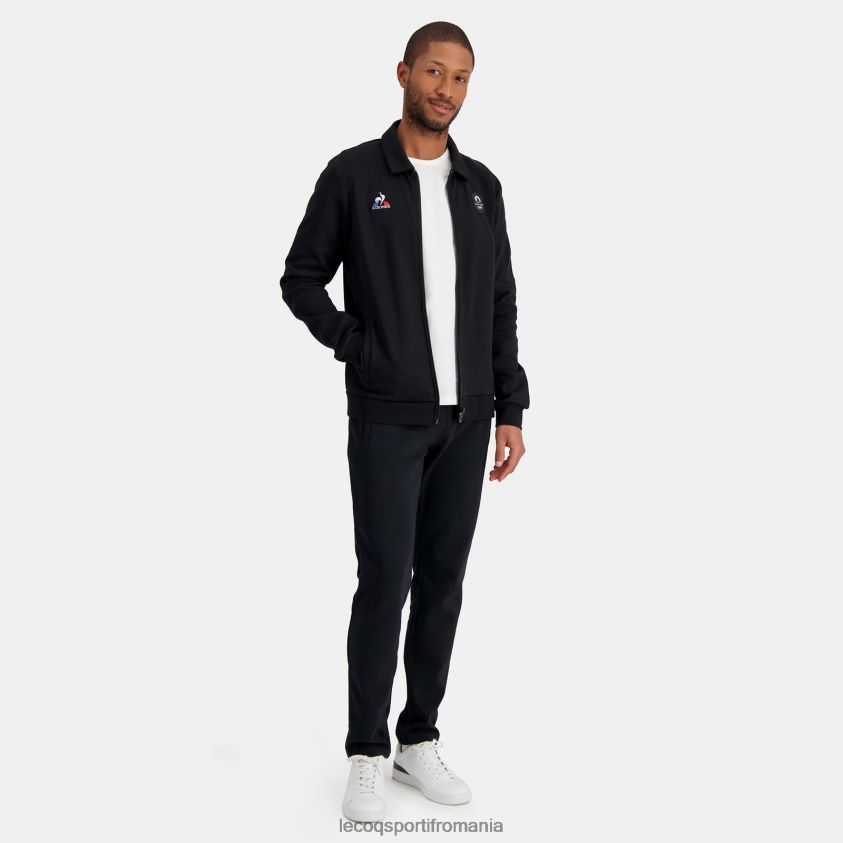bărbați hanorac negru cu fermoar 4L4FJF489 Le Coq Sportif îmbrăcăminte
