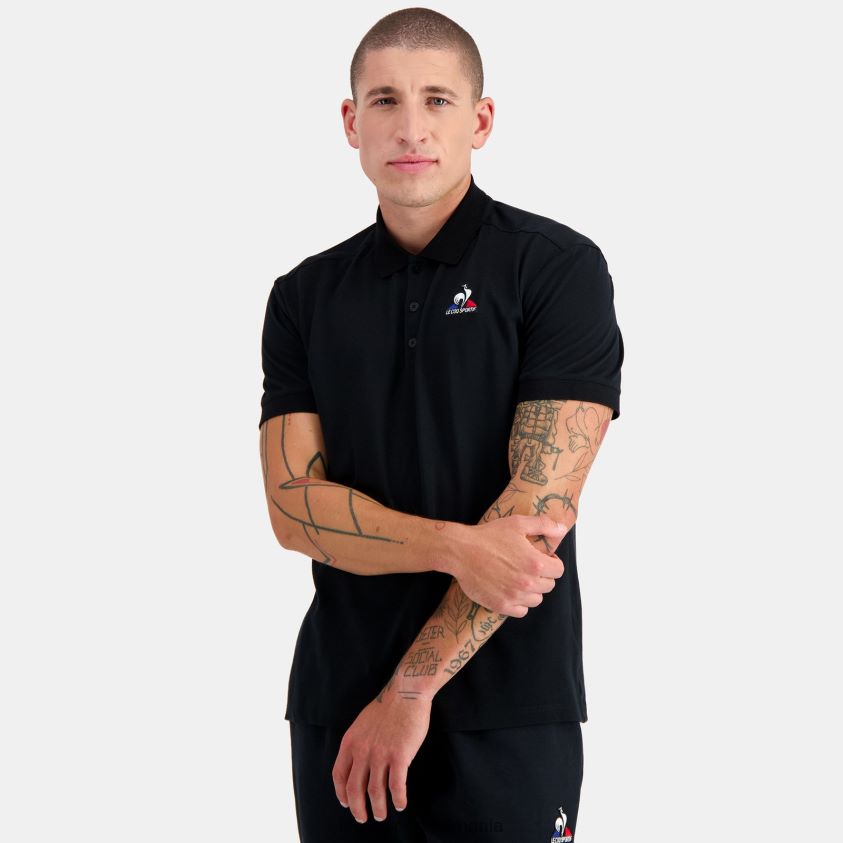 bărbați polo negru 4L4FJF127 Le Coq Sportif îmbrăcăminte
