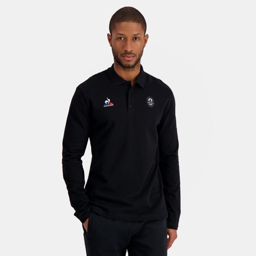 bărbați polo negru 4L4FJF487 Le Coq Sportif îmbrăcăminte