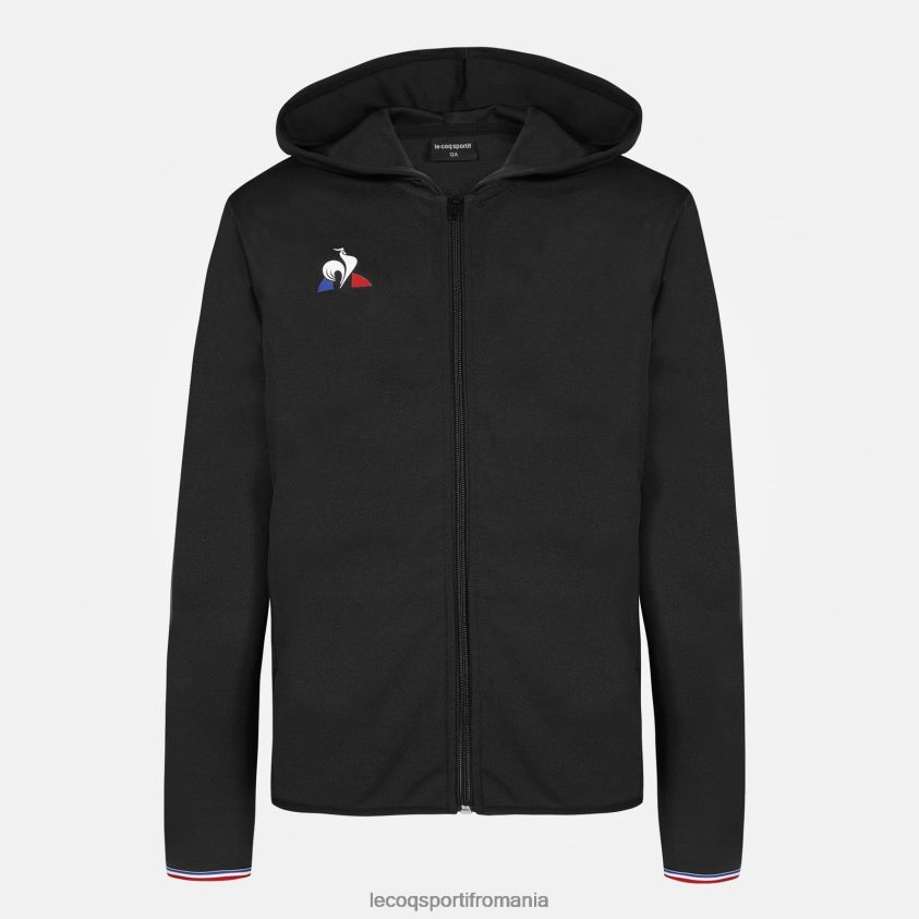 copii hanorac cu glugă și fermoar negru 4L4FJF400 Le Coq Sportif îmbrăcăminte